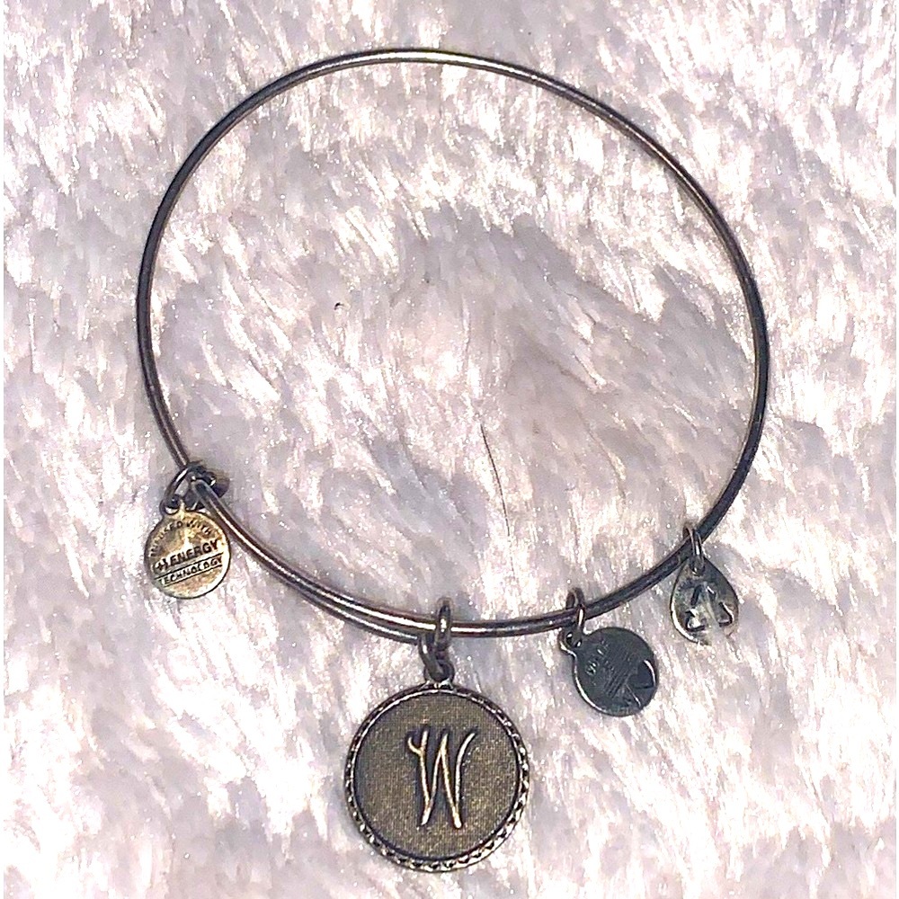 Alex and Ani silver Initial "W" Charm Bangle Adjustable Bracelet